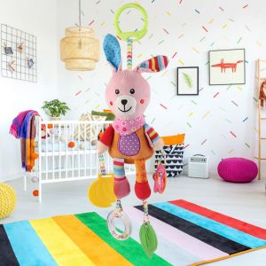 Lit bebe multifonctionnel, berceau, poussette, jouet educatif a suspendre, dessin anime, peluche (lapin) - Neuf