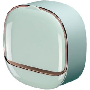 Porte-savon mural pour salle de bain, 1 pièce, vert clair, avec couvercle à charnière, étanche, style scandinave, auto-drainant, idéal pour la cuisine et la salle de bain. - Neuf