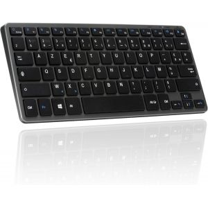 LETNERNY-Clavier Sans Fil Bluetooth, Mini Clavier Azerty Français, Clavier Léger Silencieux, Clavier Bluetooth 90H D'Autonomie, Rechargeable Usb C, 14 Raccourcis Multimédias - Noir - New - Neuf
