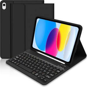 Coque Clavier pour iPad 10&egrave;me G&eacute;n&eacute;ration 10.9 Pouces 2022/11&egrave;me G&eacute;n&eacute;ration 11 Pouces 2025, &Eacute;tui pour Clavier Bluetooth Magn&eacute;tique avec Porte Crayon, AZERTY Layout Clavier pour iPad 11/10 G&eacute;n -Noir - Neuf