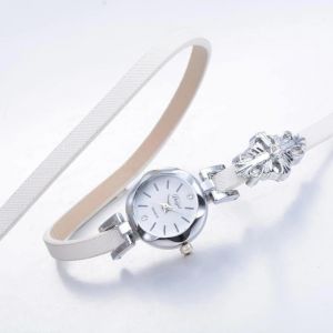 Duoya Femmes Pu Sangle D&eacute;coration Bracelet Montre-Bracelet Cha&icirc;ne Robe Montre &Agrave; Quartz (Blanc) - Neuf