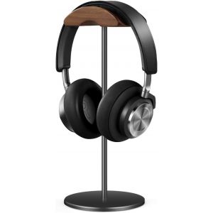 MEVRONISSHOP-Support Casque, Support des &Eacute;couteurs en Noyer et Aluminium, Porte de Casque de Jeu avec Base Solide Lourde pour Toutes Les de Casques (Noir) - Neuf