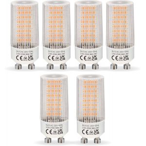 Ampoules Led Gu10 3,5w Équivalentes À 50w Halogène,Blanc Chaud 2700k 385 Lumens Ac 230v,Forme T22 Cylindrique Transparente,Angle De Faisceau Large À 360° Non Dimmables,Lot De 6 - Neuf