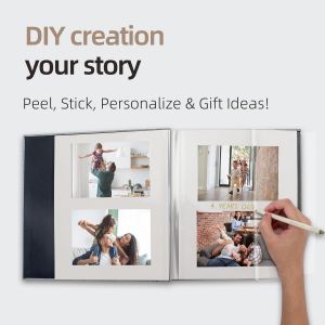 Tianyi-Album Photo Adhésif Scrapbooking 40 Pages En Lin Relié 33x32 Cm Avec Un Stylo Métallique Pour Mariage Bébé Famille Voyage - Neuf