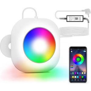 Asfasfq-20w Eclairage Piscine Led Sans Fil, 12v Lumières Piscine Submersible Avec Contrôle App, Dimmable, Ip68 Étanchéité Lampe Magnétiques Avec 8m Câble Pour Piscine Hors Sol - Neuf