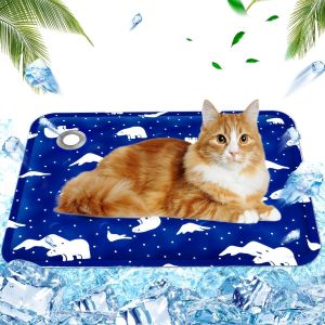 Tapis Rafra&icirc;chissant Pour Chien Et Chat,Coussin Rafraichissant Pour Chien Injection D'eau,Coussin Auto-Refroidissant,Pour Les Chaudes Journ&eacute;es D'&eacute;t&eacute;,40x50 Cm,M,Ours Polaire Bleu Royal - Neuf
