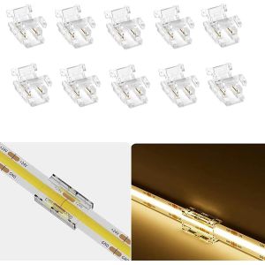 Connecteur De Bande Led Cob 8mm2 Broches,Entr&eacute;e Dc Femelle Avec C&acirc;ble De Connexion Facile &Agrave; Cliquer,Connexion Rapide De La Bande Au Fil Pour Bande Led Cob Unicolore (2p8mmbb) - Neuf