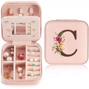 Shiba-Boîte À Bijoux Avec Lettre Initiale C Petit Boite A Bijoux Femme Avec Miroir Boite À Bijoux De Voyage Coffret À Bijoux En Cu[2 - Neuf
