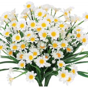 Fleurs artificielles, 12 bouquets de marguerites en 7 couleurs pour jardinieres suspendues d'exterieur, decoration interieure et exterieure - Neuf