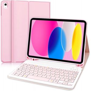 KALANKA-Coque Clavier iPad 10 &Egrave;me G&eacute;n&eacute;ration 2022, Compatible avec New iPad 11 &Egrave;me G&eacute;n&eacute;ration (A16) 2025 (Mod&egrave;le: A2696/ A2757/ A3354/ A3355), AZERTY Fran&ccedil;ais Clavier Rose (iPencil Non Inclus) - Neuf