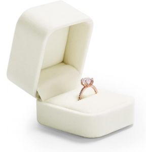 Jexnovashop-Blanc Velours Boite Bague,Boite A Bijoux,Ecrin Bague,Ring Box Pour Fiancaille Mariage Proposition Anniversaire Saint Valentin - Neuf