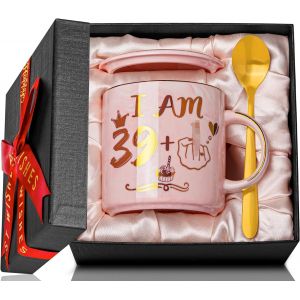 Eryi-Cadeau Amusant Pour 40e Anniversaire Pour Femme, Tasse À Café En Céramique Marbrée Rose, Idée Cadeau Pour Elle Qui Tourne 40 Ans Comme Une Blague Amicale, Tasse D'anniversaire Imprimée Avec Or, - Neuf