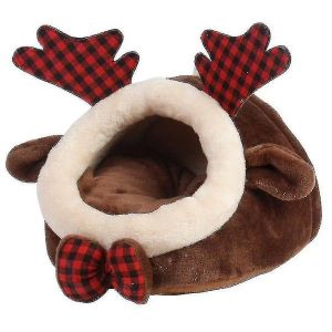 Nid D'hiver Douillet En Flanelle Pour Petits Animaux - Niche Chaude Pour Hamsters, Lapins Et Plus Encore - Adorable Motif Cerf - Neuf