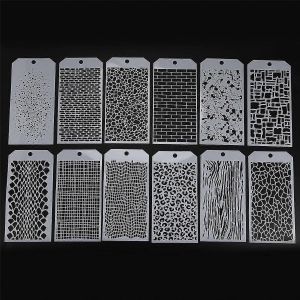 12 Pièces Pochoirs Pour L'artisanat,Pochoirs De Superposition De Points De Brique Pochoirs De Texture D'art Multimédia Pour La Douleur - Neuf