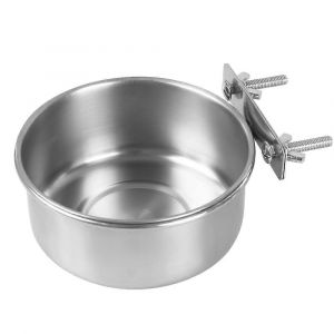 Gamelles Pour Mangeoires Et Abreuvoirs Pour Perroquets, En Acier Inoxydable Xl (16 X 6 Cm), Avec Support &Agrave; Pince, Pour Perruches, Aras Et Calopsittes. - Neuf
