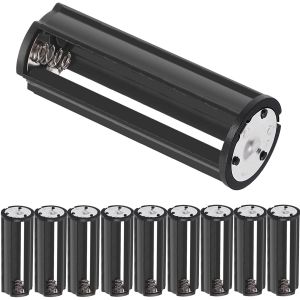 Support de piles AAA pour lampe torche, bo&icirc;tier de stockage de 10 piles, piles AAA 4,5 V 3 x 1,5 V pour lampe de poche, cylindrique noir - Neuf