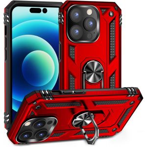 Kal-Coque Pour Iphone 14 Pro 6.1"", + Hd Verre Trempé, Etui Housse De Protection Antichoc Durable Résistante 2 En 1 Hybride Pc Tpu Étui Téléphone Pour Apple Iphone 14 Pro 6.1"",Rouge - Neuf