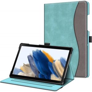 Kal-Coque Pour Tablette Samsung Galaxy Tab A8 2021 10.5U201d (Sm-X200/Sm-X205/Sm-X207) - Housse Fixation &Agrave; Multipositions Etui Avec Poche De Document Veille/R&eacute;veil Automatique, Turquoise - Neuf