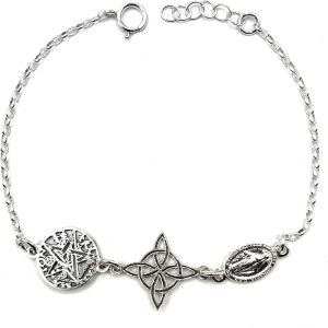 Eryi-Bracelet Triple Protection Tétragramme, N?ud De Sorcière Et Miracle En Argent Sterling, 58 (18,5), Pierre, Diverses - Neuf