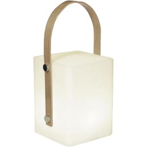 KALANKA-Lanterne sans fil poignée bambou LED blanc chaud/multicolore dimmable TIKY H27cm - Neuf