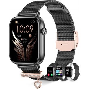 Montre Connectée Femme Avec Appel Bluetooth 4 Bracelets 1.83"" Hd Smartwatch Femme Avec Fréquence Cardiaque Sommeil Féminine 110+ Modes Sportifs Podomètre Tracker D'activité Pour Android Ios, Or Rose - Neuf