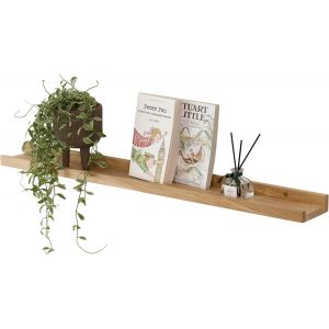 CAUC-&Eacute;tag&egrave;re Murale, 50cm &Eacute;tag&egrave;re Flottante en Bois de ch&ecirc;ne Massif, Rustique Etagere Bois pour Salon, Cuisine, Chambre, Salle de Bain - Neuf