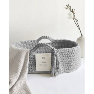 Couffin Mo&iuml;se En Coton Avec Matelas - Gris Lune - Neuf