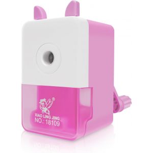 taille-crayon manuel, taille-crayon avec manivelle, accessoire de papeterie pour étudiants, machine à tailler les crayons avec un tranchant de qualité supérieure-(Rose et blanc) - Neuf
