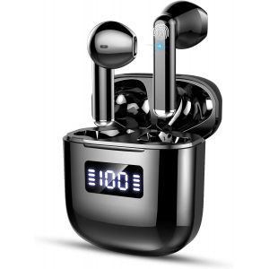 Sans Fil Ecouteur Bluetooth 5.3 Écran Lcd Ip7 Étanche, Hi-Fi Stéréo Avec Double Mic, Enc Antibruit, Usb-C Contrôle Tactile Oreillette Pour Travail/Voyage/Noir[2022] - Neuf