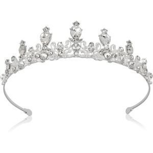 Kalvd-Diadèmes Pour Femme,Couronne De Mariée Diadème,Accessoires Pour Robe De Mariée,Accessoires Pour Cheveux,Bandeau Couronne De Princesse D'anniversaire Pour Enfants (Argent) - Neuf