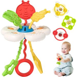 JGD-Jouet d&iquest;activit&eacute; en Silicone Montessori et 3 Spinners &agrave; Ventouse sur Le th&egrave;me des Insectes avec Sac Cadeau, Jouet de Voyage sensoriel pour b&eacute;b&eacute; pour 1 2 3 Ans Bambin gar&ccedil;on Fille - Neuf