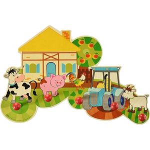 Hess Holzspielzeug 30304 - Porte-manteaux en bois, s&eacute;rie agricole, avec 5 crochets, pour enfants, fait main, pour attirer l'attention dans la chambre et le couloir de chaque enfant - Neuf