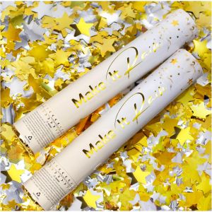 MEVRONISSHOP-PrimePure Canon Confettis &Eacute;toiles Dor&eacute;es - Lot de 2 - Etoile Gold Canon a Confettis pour Nouvel An 2026, Fete, Mariages, Anniversaires, et &Eacute;v&eacute;nements Festifs - Party Poppers M&eacute;tallique C - Neuf