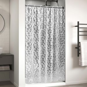KALANKA-Rideau de Douche 120 x 200cm, 3D Semi Transparent EVA Rideaux Baignoire Anti Moisissure Imperm&eacute;able Lavable Rideaux de Douche avec 8 Anneaux Rideau de Salle de Bain - Neuf