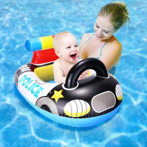 Bébé, Voiture De Police Bouée Siège De Piscine Bouée Gonflable Flotteur De Piscine Flotteur De Piscine Bouée De Dessin Animé Équipement De Natation Aide À La Natation Pour Enfant De 6 Mois À 3 Ans - Neuf