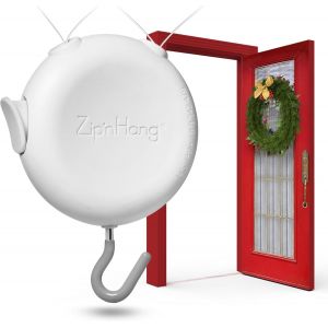 MEVRONISSHOP-ZipnHang &iquest; Crochet R&eacute;glable pour Couronne avec Crochets Adaptables &iquest; Blanc, Compatible avec les Portes Standards, N&iquest;Ab&icirc;me Pas les Portes &iquest; Id&eacute;al pour Porte d'Entr&eacute;e et D&eacute;corations Saison - Neuf