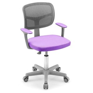 Chaise de bureau pour enfants 54 x 50 x 91,5 cm rembourr&eacute;e avec soutien lombaire design en PP violet Helloshop26 20_0011130 - Neuf