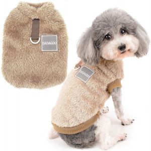Kalanka-Pull-Overs En Polaire Pour Petits Chiens Manteau D'hiver Chaud Doux Et Pelucheux Avec Anneau En D Pour Harnais Et Laisse Chiot Chien/Chat Veste Vetement Pour Chihuahua Yorkshire Marron L - Neuf