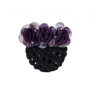 Chignon Snood Fleur Faux Cristal Évider Élastique Anti-Dérapant Chignon Net Snood Cadeau Maman Pince À Cheveux Préposée Infirmières Accessoire De Cheveux Dame Femmes Outil De Coiffure-Violet - Neuf