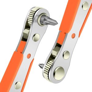 Tournevis à cliquet, tournevis magnétique, mini-clé à cliquet 1/4"", couple élevé 1/4"", mini-tournevis à cliquet réversible décalé, outils de réparation de poche multifonctions - Neuf
