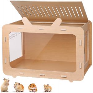 Chenquansarl-Grande Cage Hamster Cage Pour Cochon D'inde En Bois Avec Fenêtre Visible Et Dessus Ouvrable Cage Transparente Pour Petits Animaux Chinchilla Lapin Rongeur 80 X 51.5 X 50 Cm - Neuf