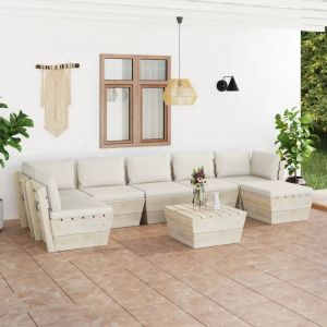 Prolenta Premium - Salon De Jardin Palette 8 Pcs Avec Coussins Bois D'&eacute;pic&eacute;a - Neuf