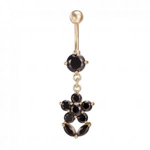 Fleur Pendentif Ventre Nombril Bague Zircon Placage En Acier Inoxydable Corps Piercing Bijoux(Noir) - Neuf