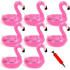 KAL-Porte-Gobelets Gonflables 8 Piècesflamant Rose Porte Gobelets Gonflable Porte-Gobelet Flottant Pour Beach Party Hawaii Party Piscine Plagedécoration Pour Garçons Et Filles - Neuf