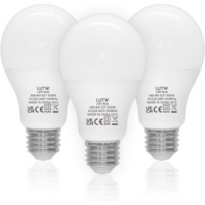 Ampoule Led E27 Blanc Chaud 3000k,9w Equivalent 60w,Ampoules Led A60 Culot Edison À Vis,900lm,Économie D'énergie À Angle De Faisceau 220 °,Non Dimmable,Plastique,Lot De 3 - Neuf