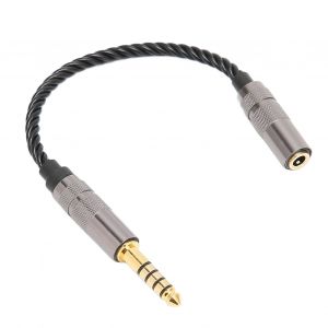 Cable adaptateur pour casque plaque or, 4,4 mm male symetrique vers 3,5 mm femelle stereo - Neuf