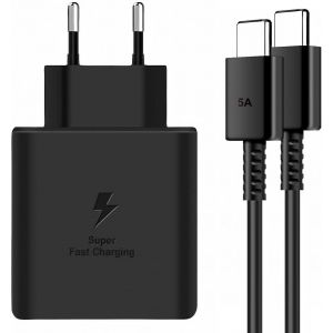 Chargeur 45w Super Charge Rapide Pour Samsung Galaxy S25 Ultra,S24+,S24 Ultra,S23+,S23 Ultra, S22,A54,Z Fold5,Flip5,Fold6, Flip6,Tab S10 S9 S8 Ultra,Prise Secteur Usb C Adapteur Avec 5a Câble (Noir) - Neuf