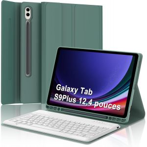 Étui Clavier Pour Samsung Galaxy Tab S10+ Plus(2024)/S9 Fe+/S9+ Plus 12.4"",Azerty Français Clavier Rétro-Éclairé Magnétique Détachable Bluetooth Pour Samsung Tab S9+ Plus 12.4"" 2023,Vert Fonc.[Y352] - Neuf