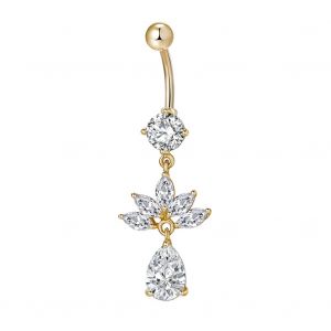 Piercing De Nombril En Zircon, Simple Et Exquis, En Forme De Queue De Paon (Or Et Blanc) - Neuf