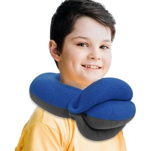 Trahoo-Coussin De Voyage Pour Enfant En Avion - Appuie-Tête À 360° - Essentiels Pour Dormir - Pour Garçons - Long Vol - Doux Pour La Peau - Pour Les Voyages Dans Le Siège Auto - Petit, Bleu-Gris, 18 - Neuf